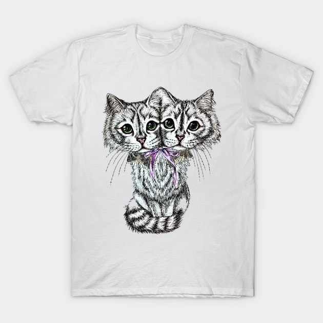 Janus, the two-headed kitty T-Shirt by JUST BUDDY